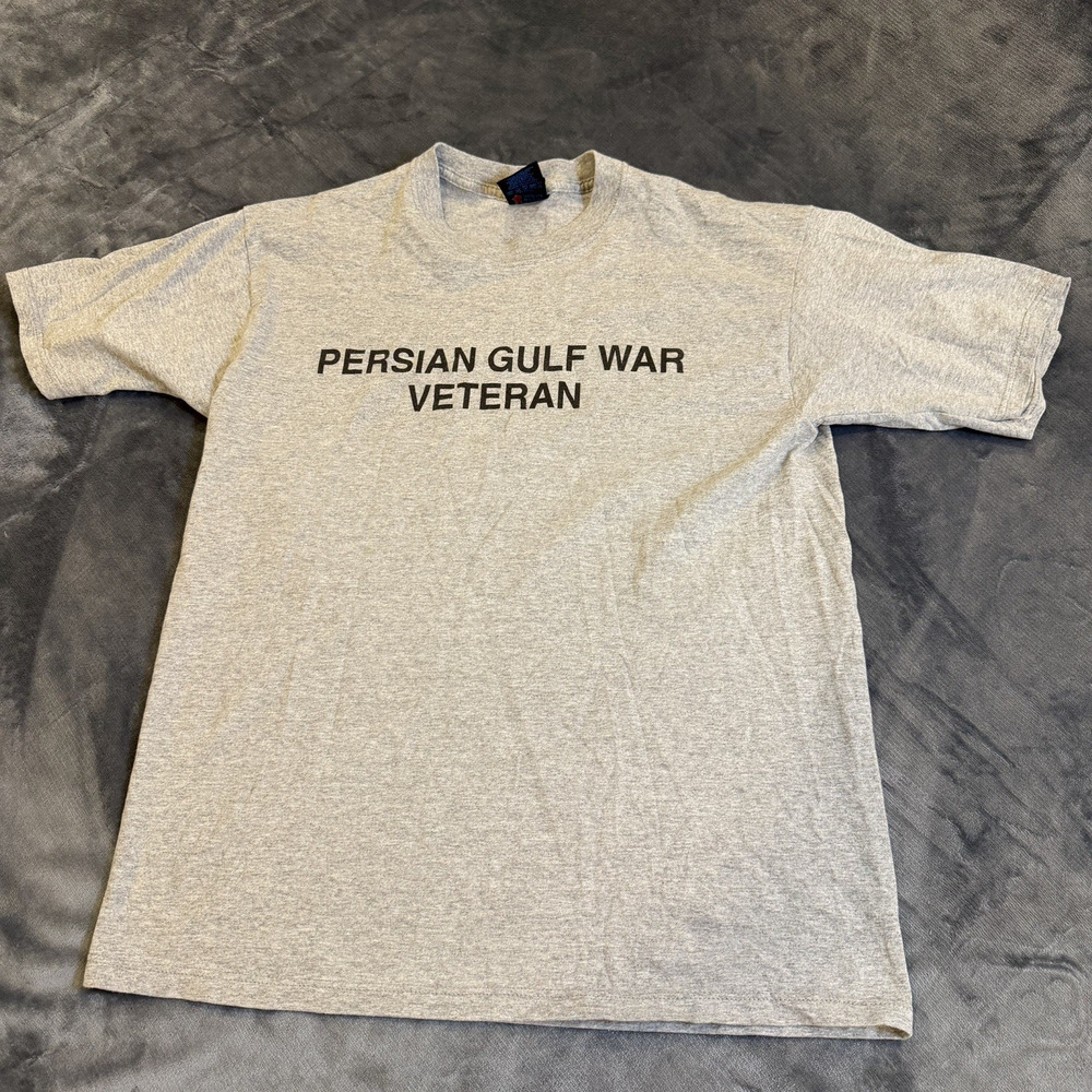 VTG 90s Soffe Coice Persian Gulf War Veteran Tee Sz L Pre-Shrunk Gray USA Made